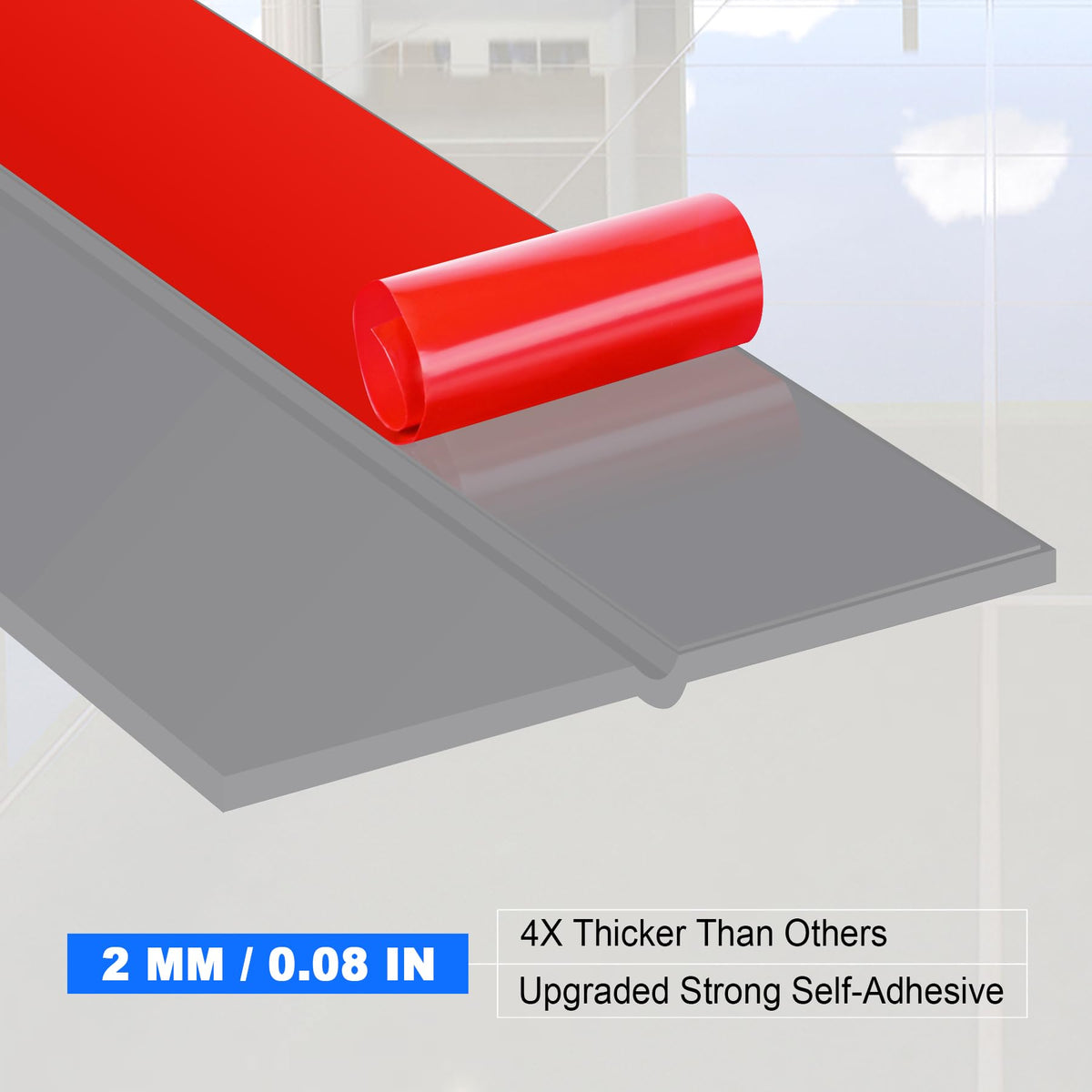 Weather Stripping Silicone Door Seal Strip 2 in x 20 ft Door Draft Stopper Self Adhesive Door Draft Tape (20 Foot)