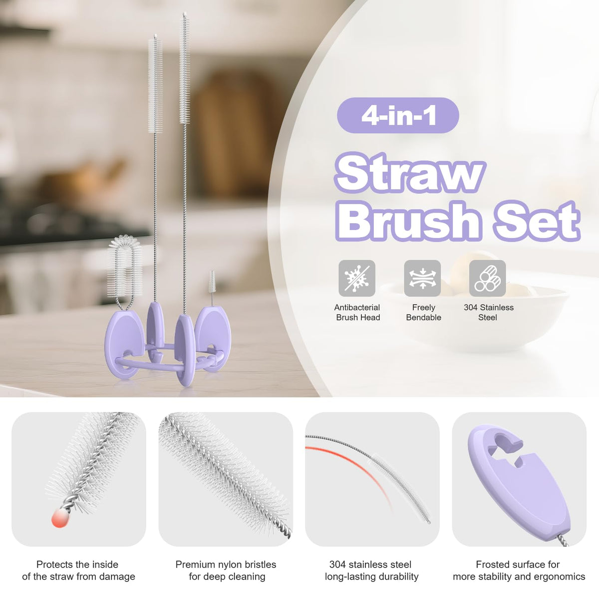 4in1 Straw Cleaner Brush Set (4 Count)