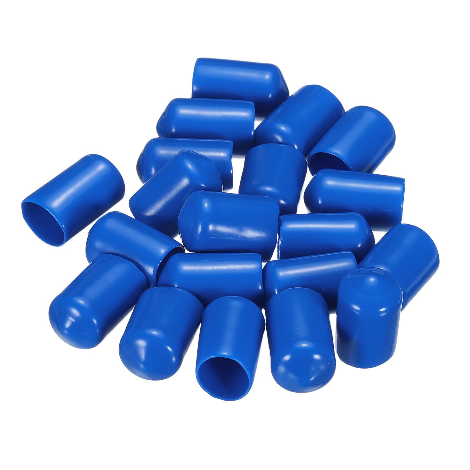 20pcs Rubber End Caps 13mm ID Vinyl PVC Round Tube Bolt Cap Cover Screw Thread Protectors Blue