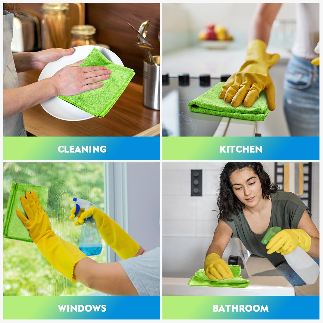 Green Microfiber Cleaning Cloth 12 Pack (12 Count)