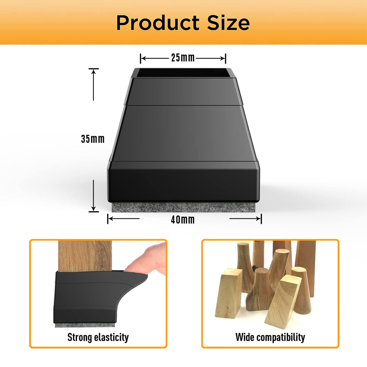 24 PCS Square Chair Leg Floor Protectors (24 Count)