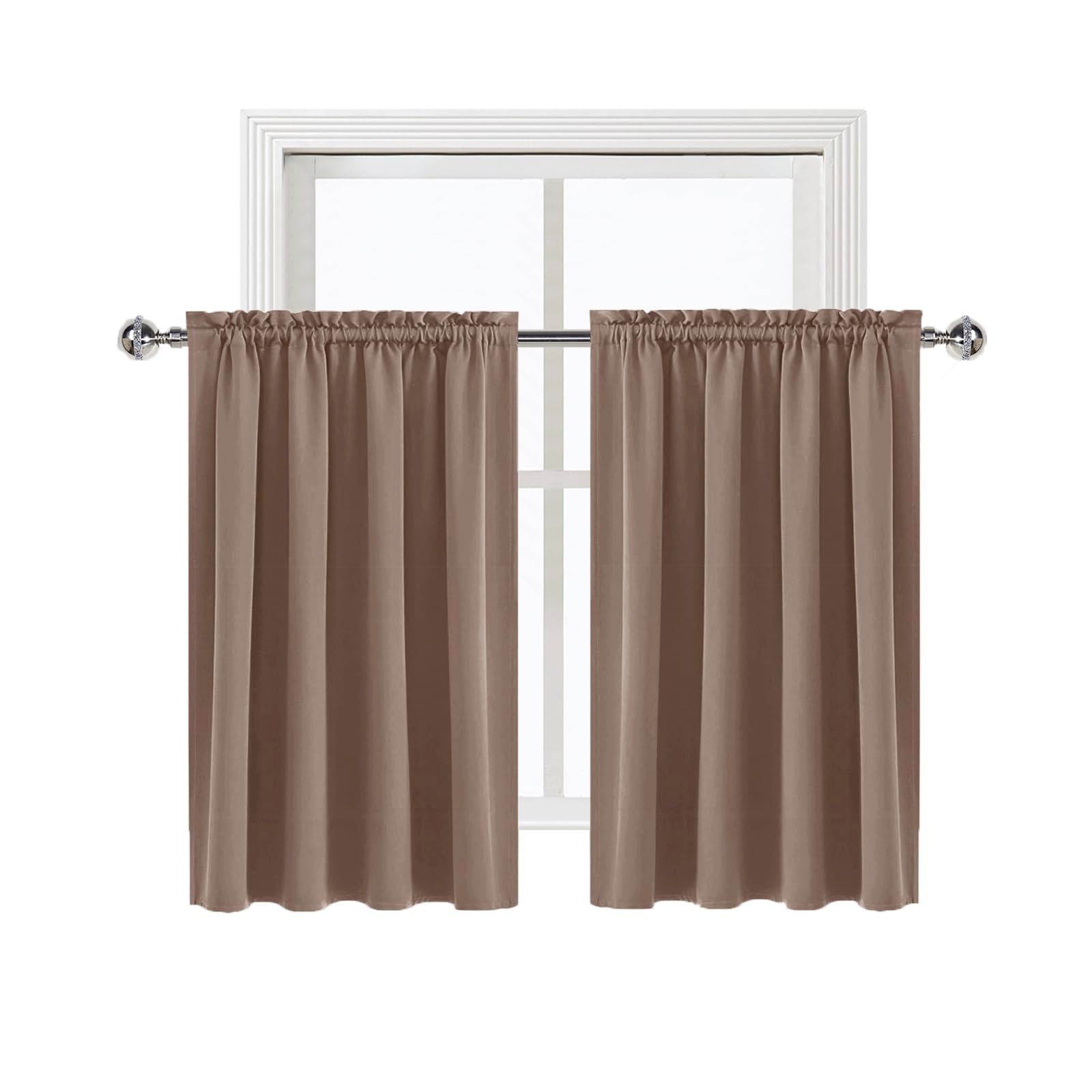 Short Blackout Curtains 52 x 36 Inch Long for Kitchen RV Bunk Khaki (2 Count)