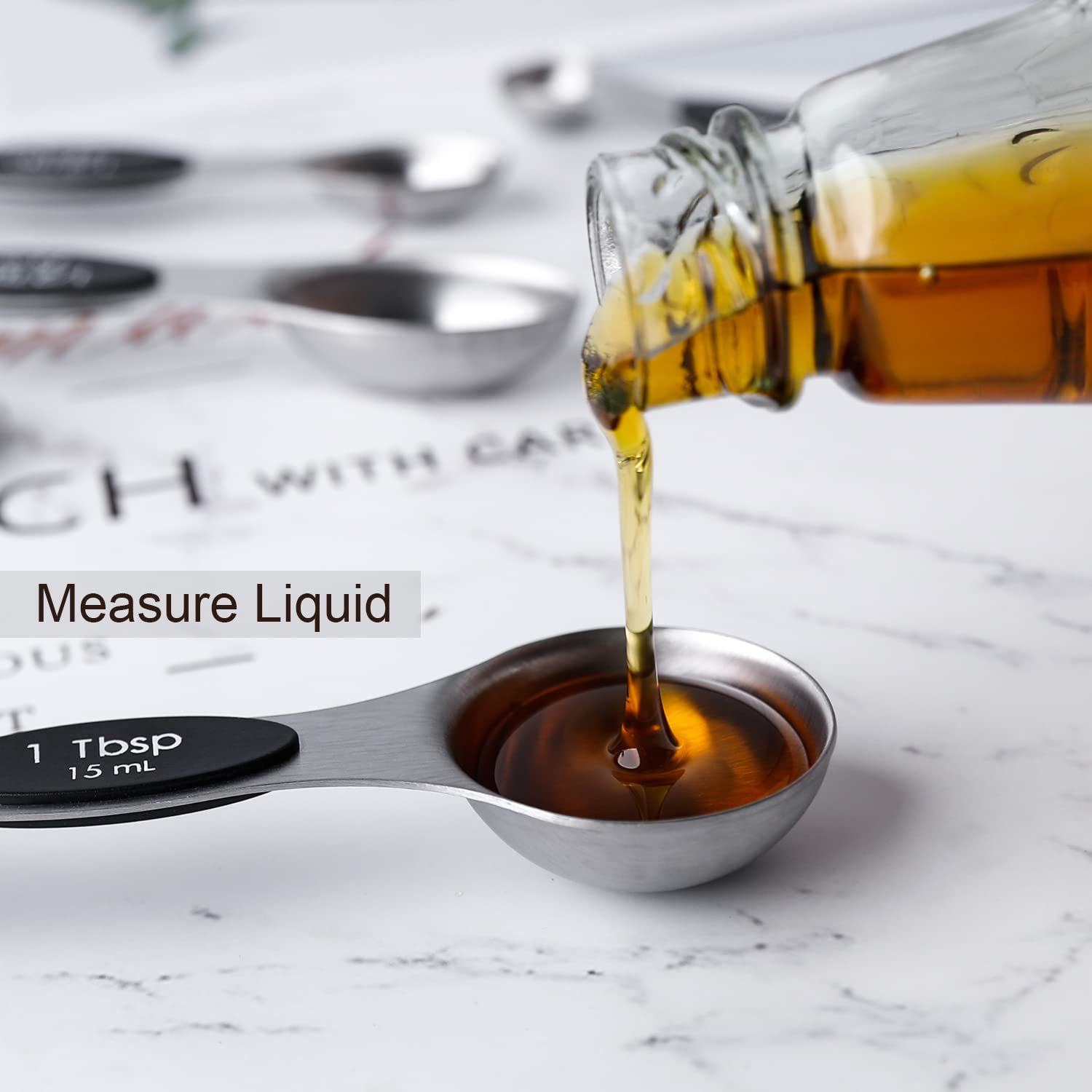 Magnetic Measuring Spoons Set Stainless Steel Dual Sided Stackable Teaspoon