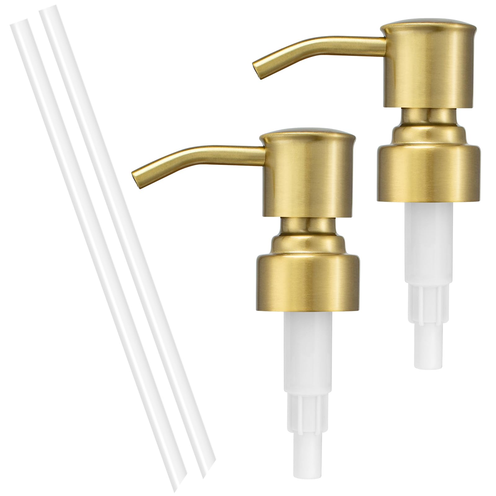 2 Pack Brushed Gold 304 Stainless Steel Soap Dispenser Pump Replacement Standard 28 (2 Count)