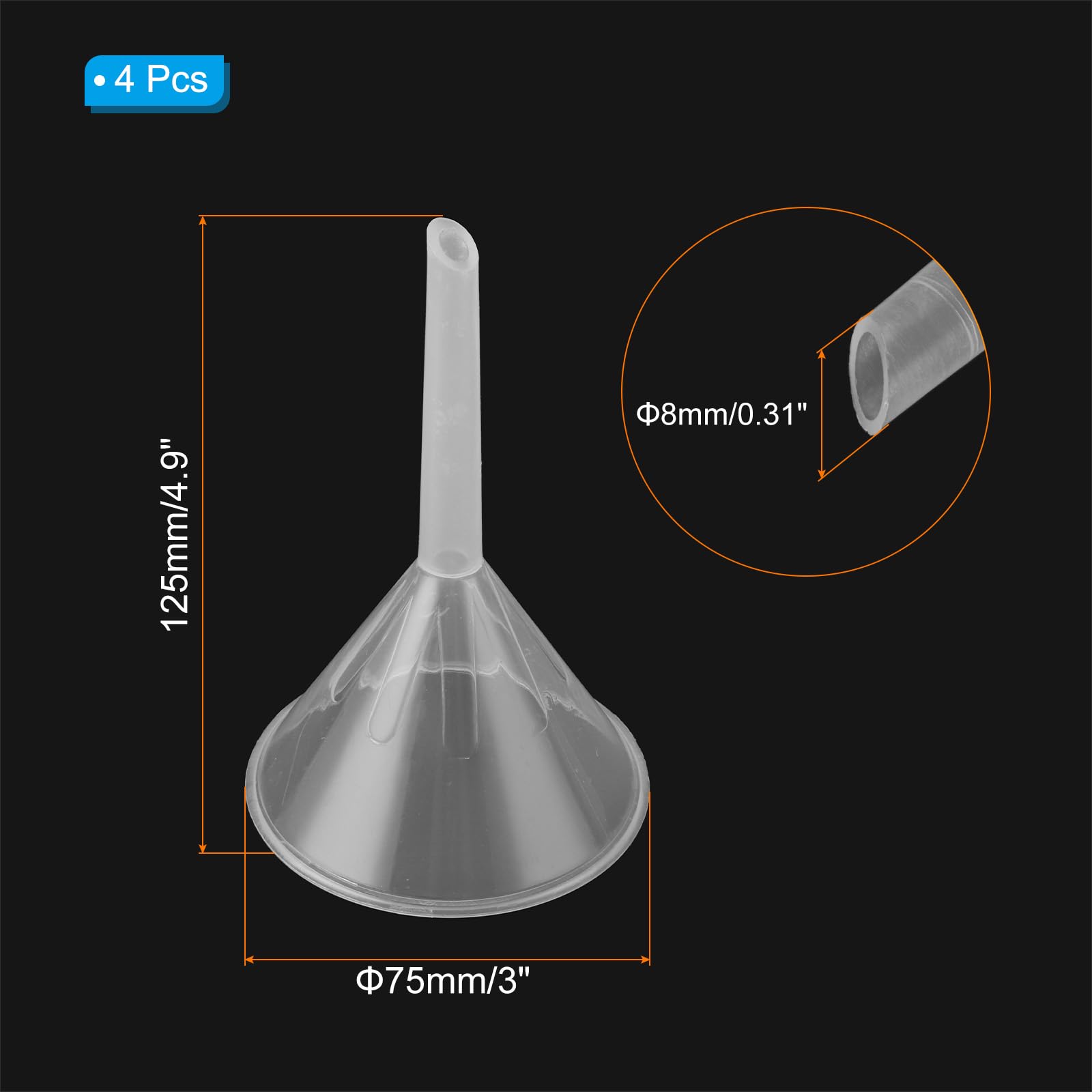3 Inch Clear Plastic Funnel