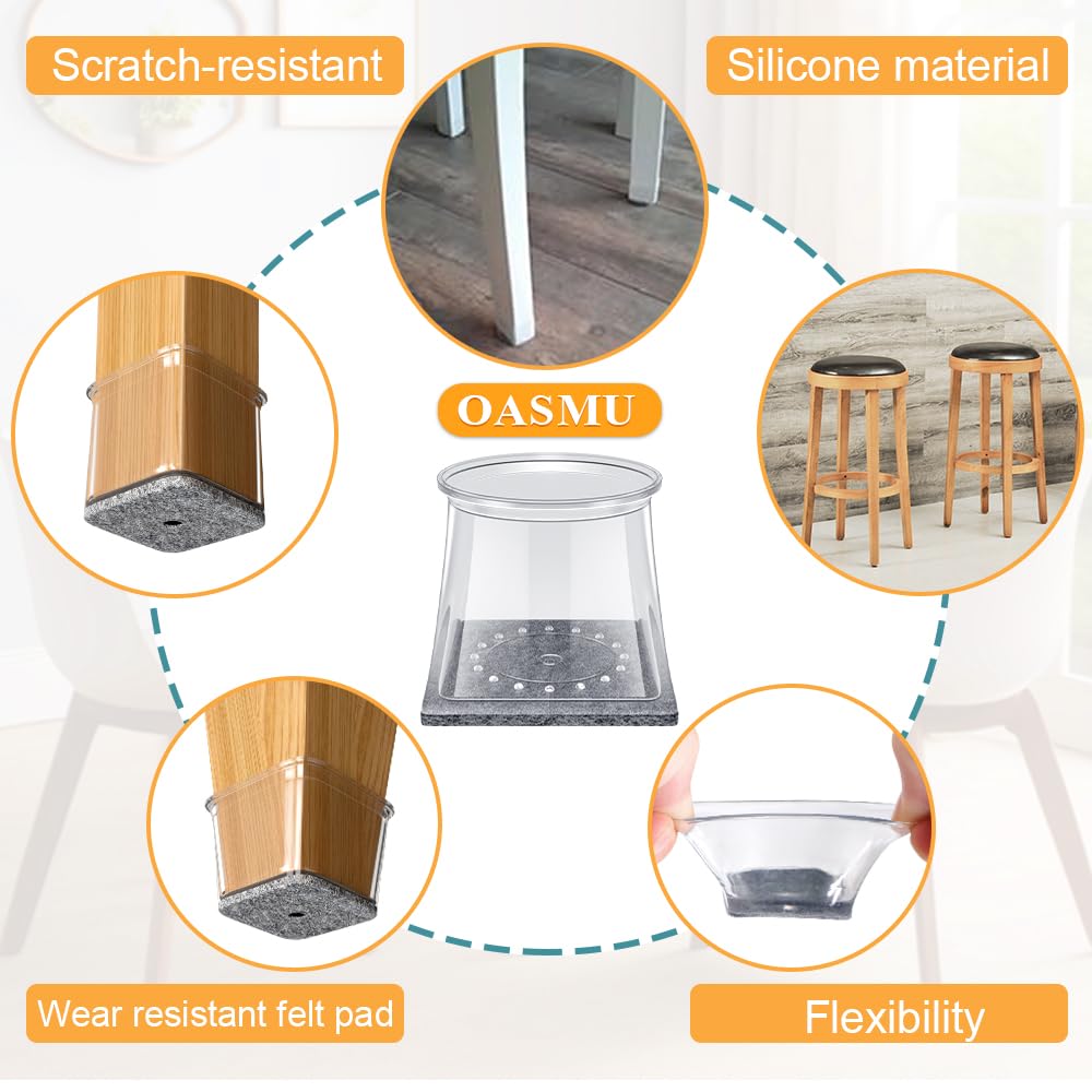 32 Pcs Chair Leg Floor Protectors for Hardwood Floors Square M