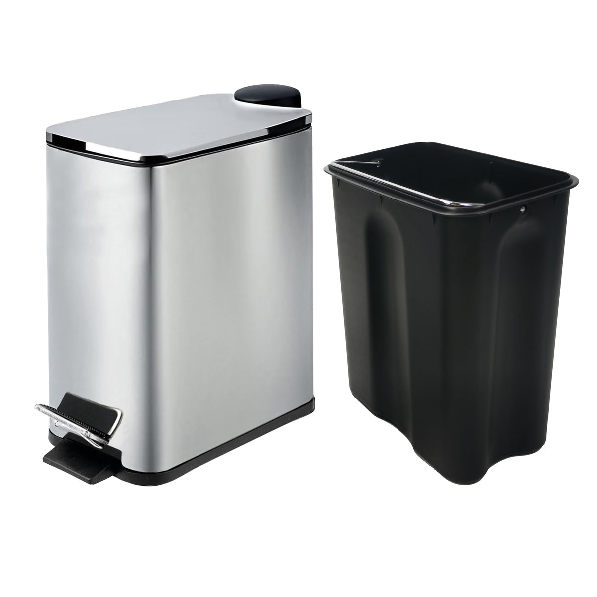 Stainless Steel Small Trash Can with Lid & Step Pedal