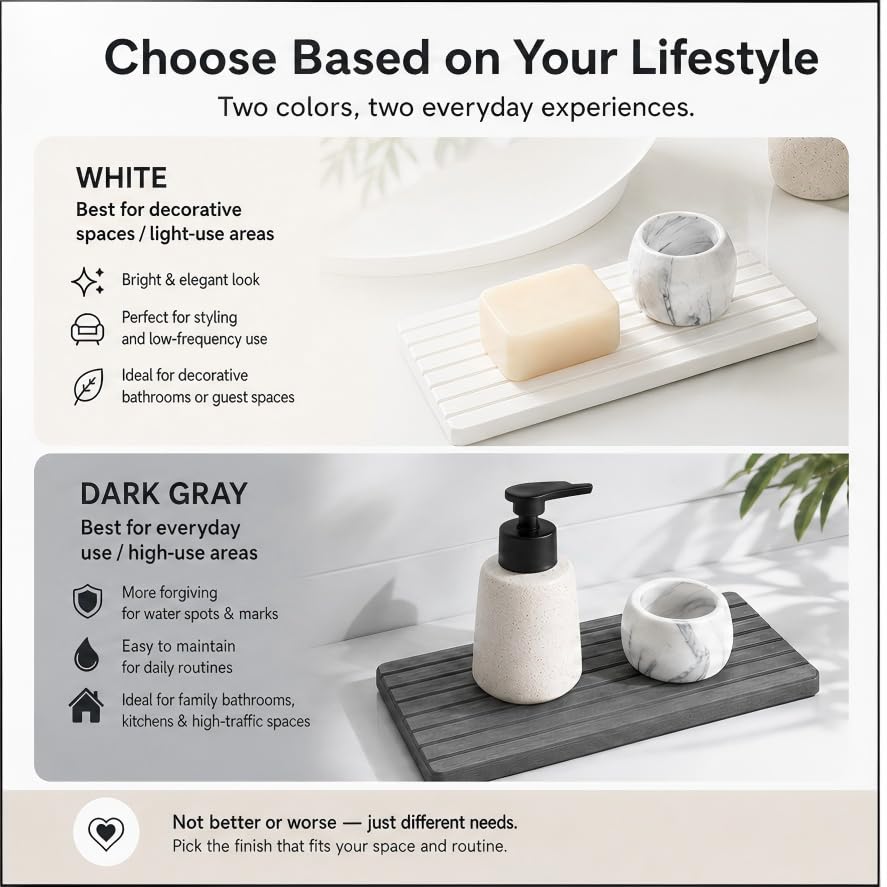 2PCS Water Absorbing Stone Drying Tray Mat for Bathroom Sink & Kitchen Counter Faucet Organizer (2 Count)