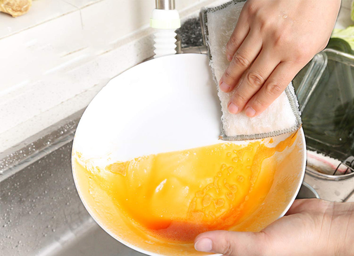 Bamboo Natural Kitchen Sponges Dish Sponge Cleaning Sponge Heavy Duty Scrub Sponge for Cleaning Kitchen and Household Green (8 Count)