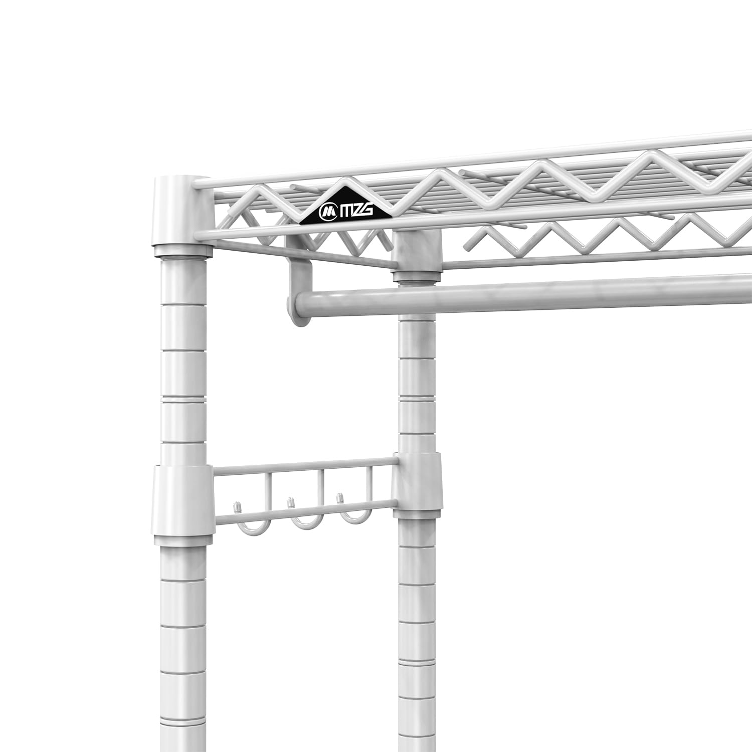 Heavy Duty Rolling Garment Rack 3 Tiers Adjustable Wire Shelving Clothes Rack with Rods and Side Hooks
