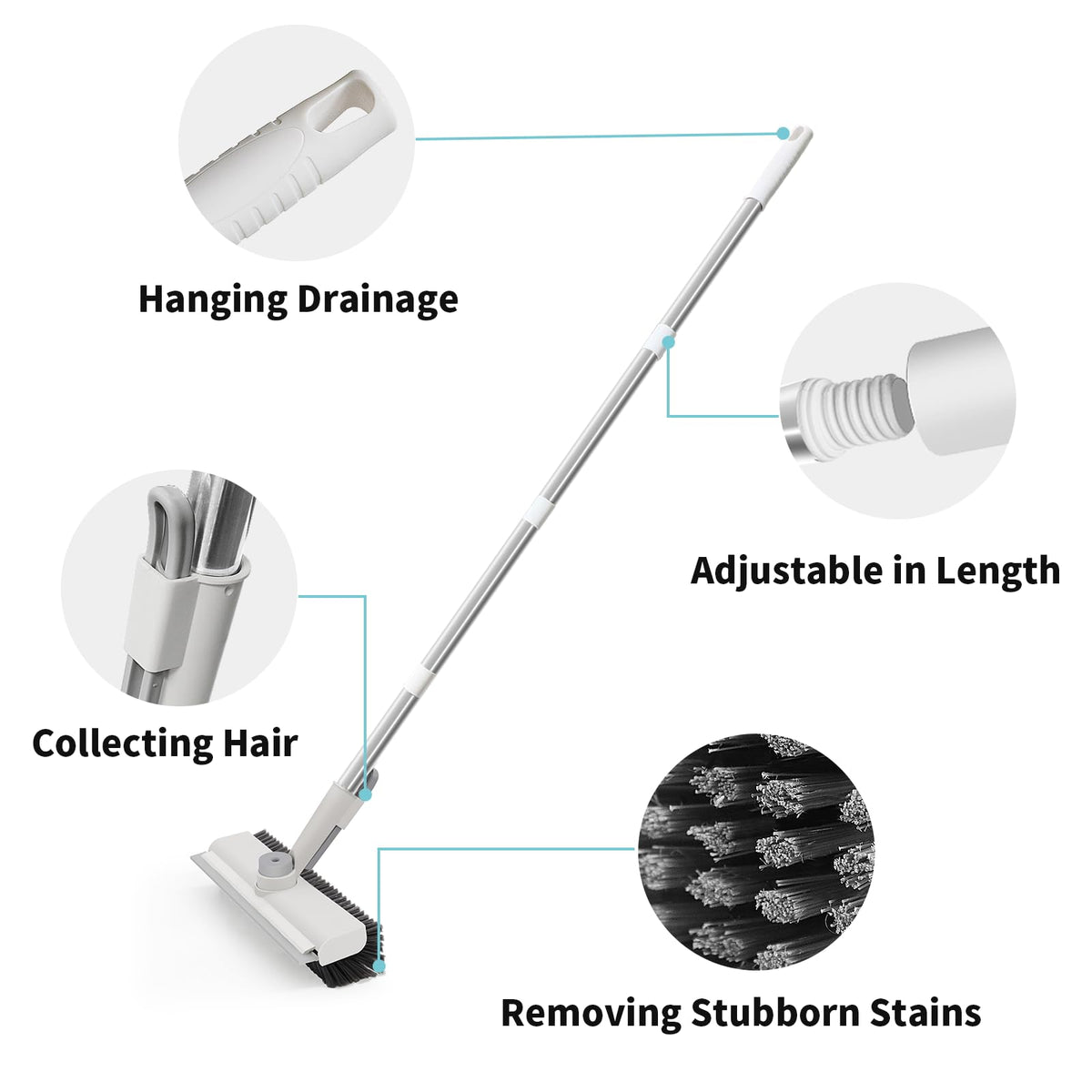 Floor Scrub Brush with Long Handle (2 Count)