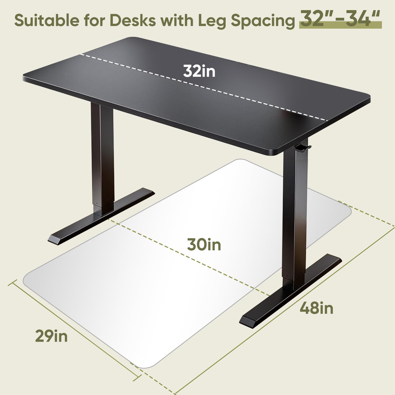 29"x48" Tempered Glass Chair Mat for Carpet & Hardwood Floors