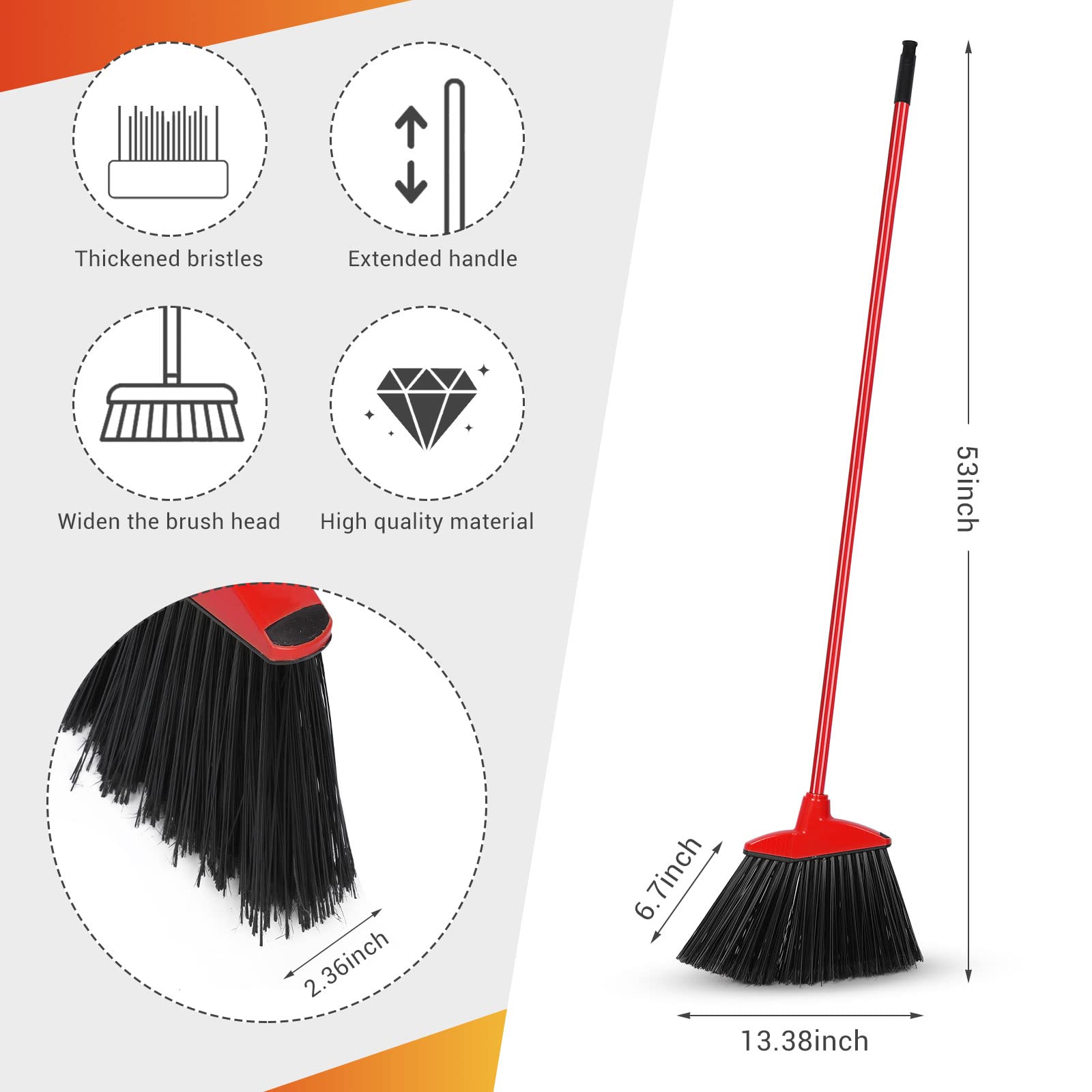 20 Pcs Heavy Duty Broom Commercial Outdoor Indoor (20 Count)