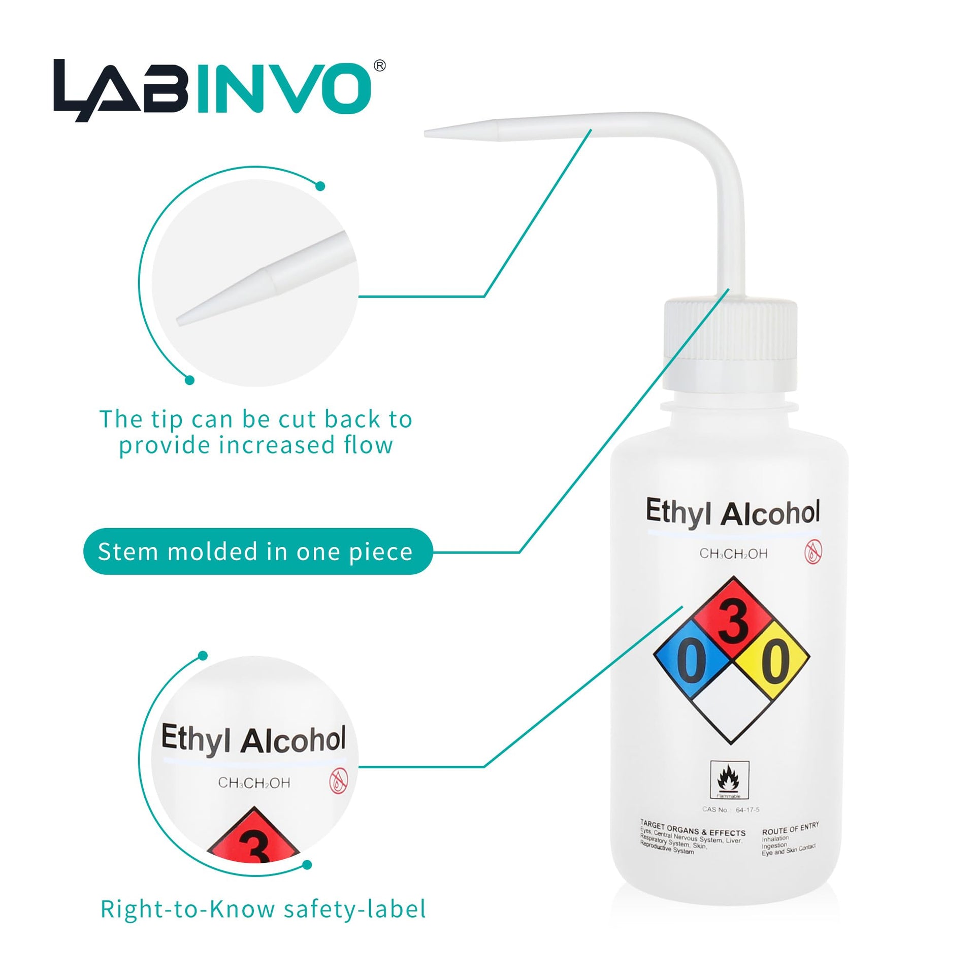 Ethyl Alcohol Wash Bottles