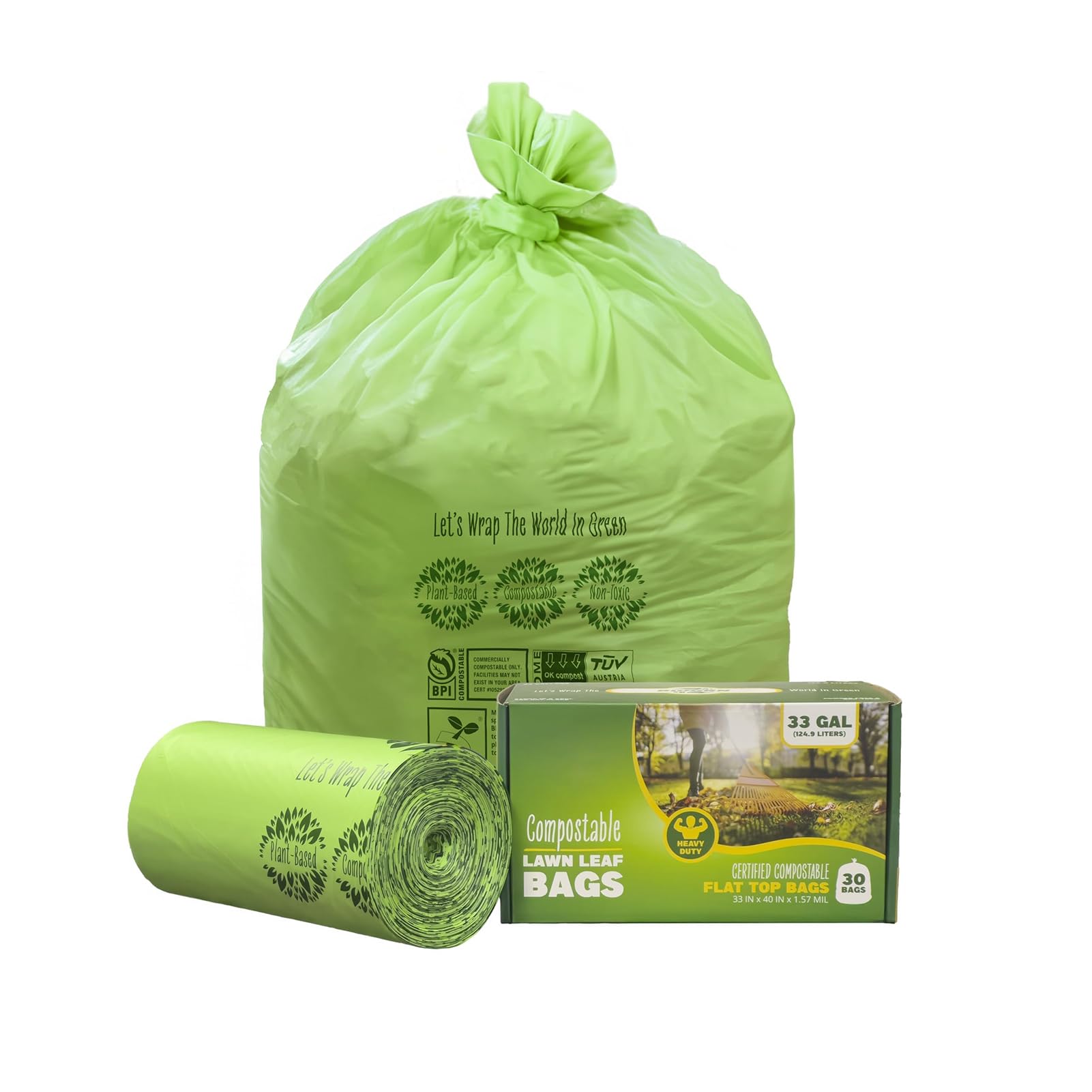 30 33 Gallon Compost Bags 30 Bags Yard Waste Bags Flat (30 Count)