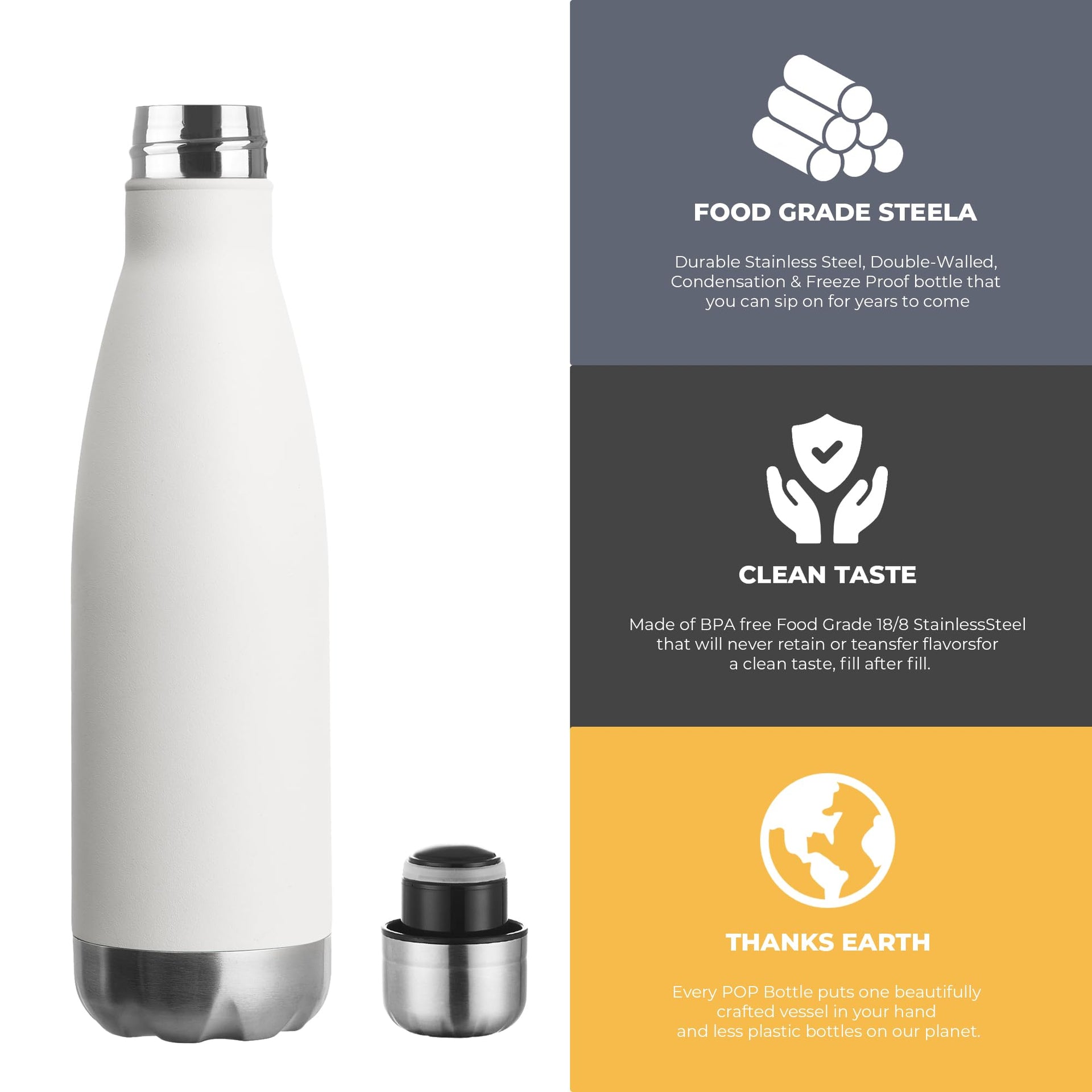 17oz Sport Water Bottle 12 Pack Vacuum Insulated Stainless Steel Leak