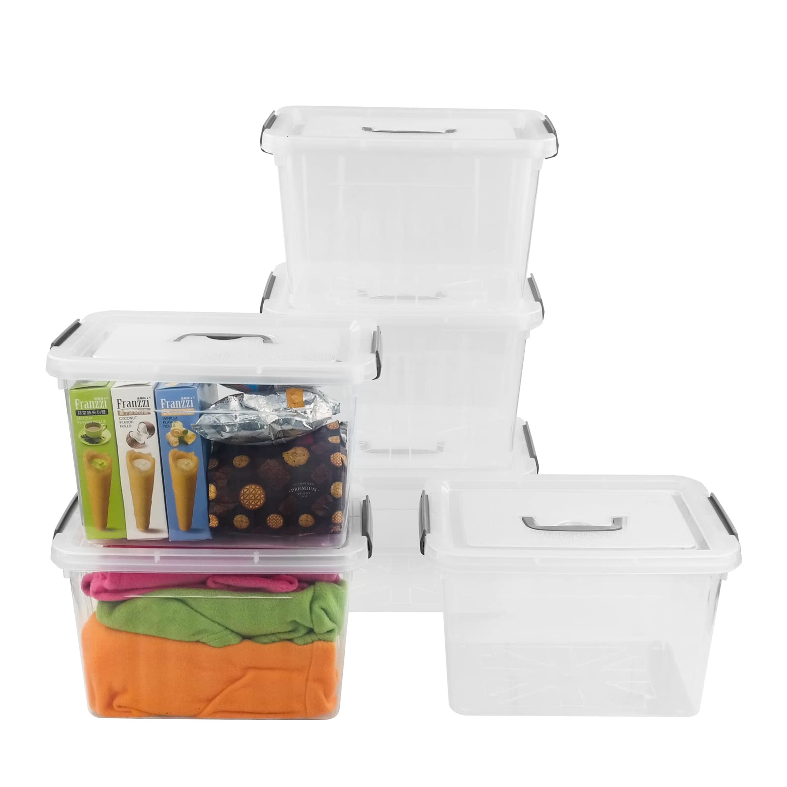 6 Pack Clear Plastic Latching Storage Box (6 Count)