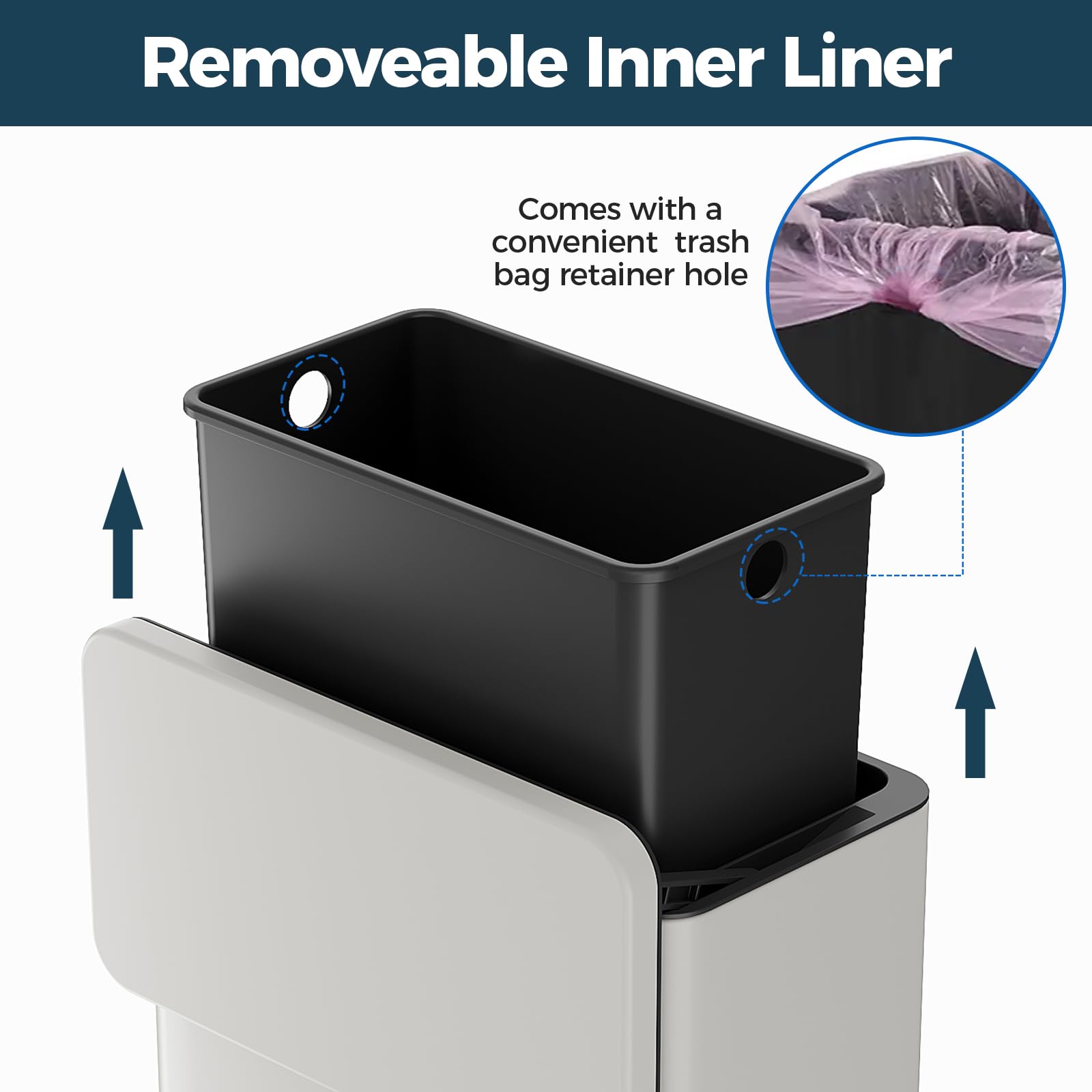 Stainless Steel Hanging Trash Can with Lid and Inner Bucket