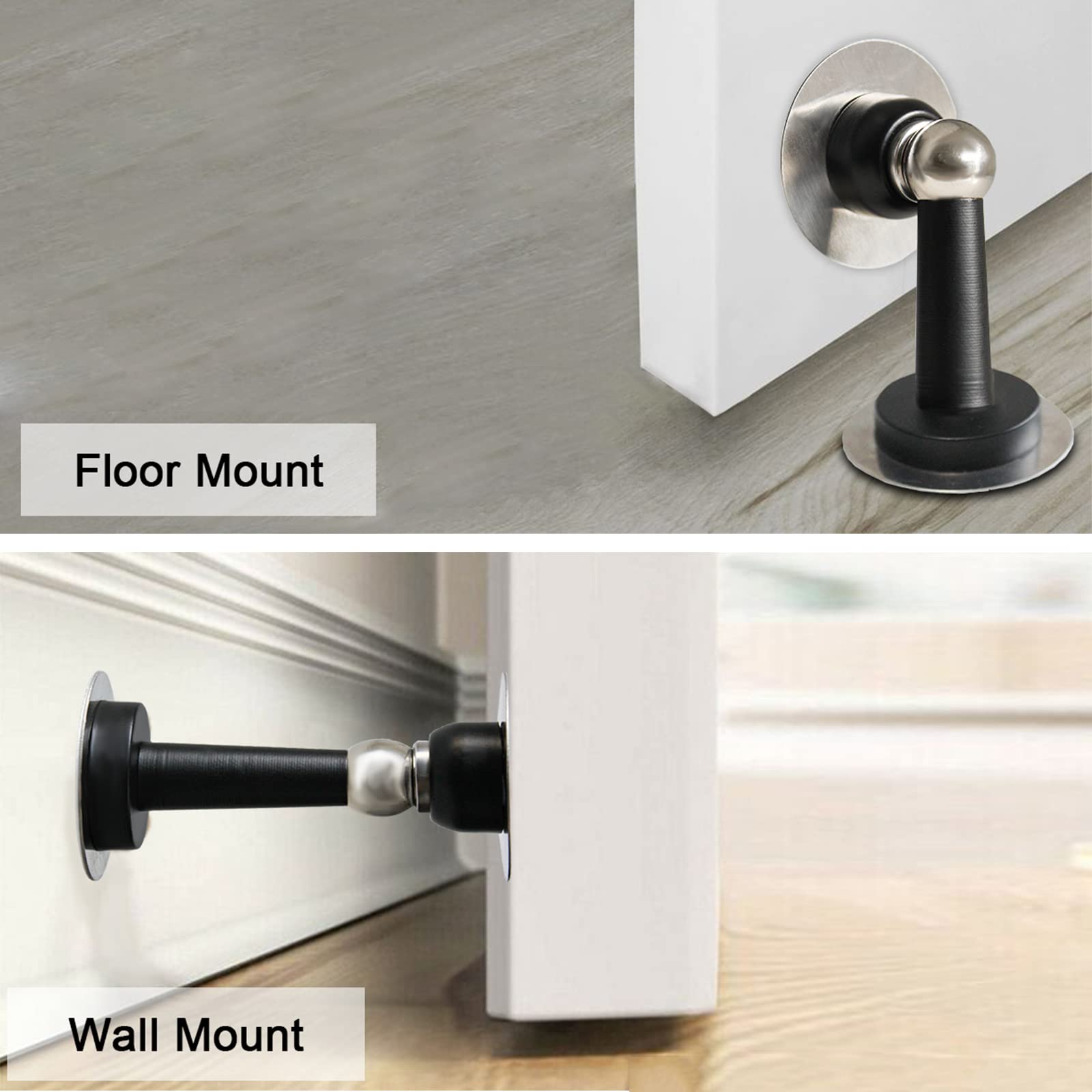 Magnetic Door Stop 12 Pack Stainless Steel Door Holders to Keep Door Open Self (12 Count)