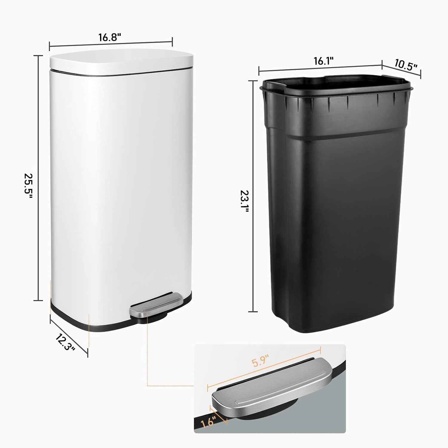 13.2 Gallon 50L Step Kitchen Trash Can