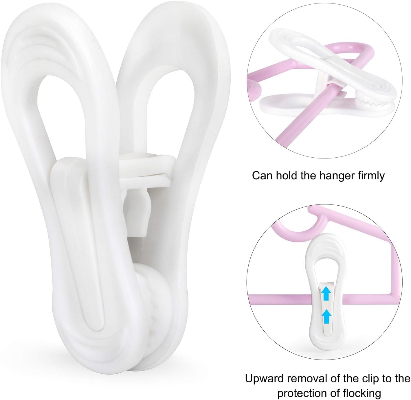 White Plastic Hanger Clips (50 Count)