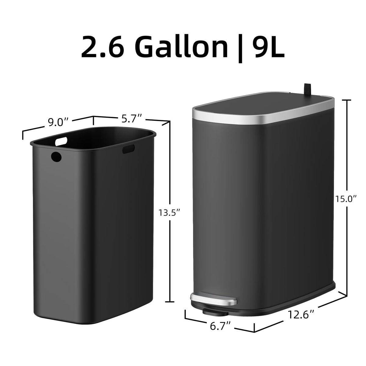 Slim Bathroom Trash Can with Lid Soft Close