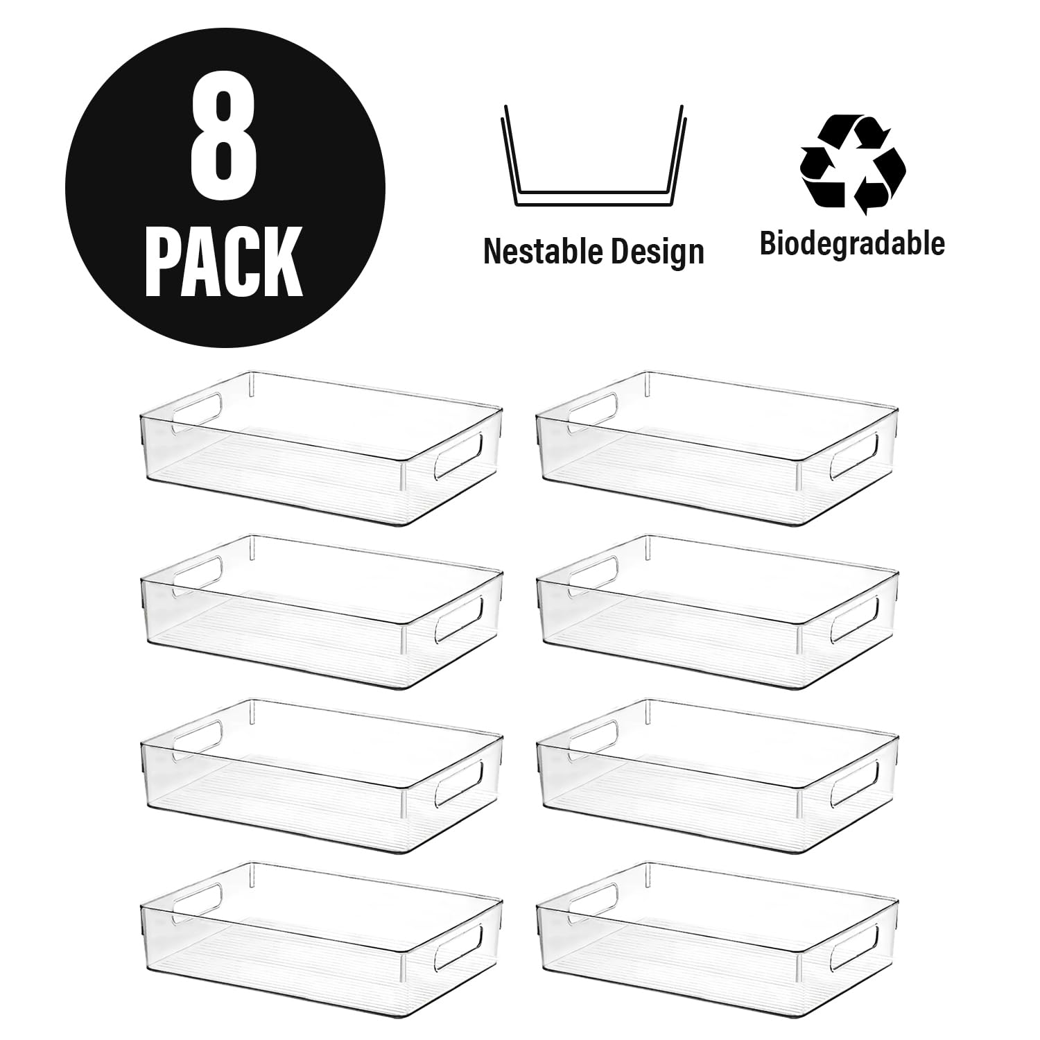 Clear Plastic Storage Bins (8 Count)