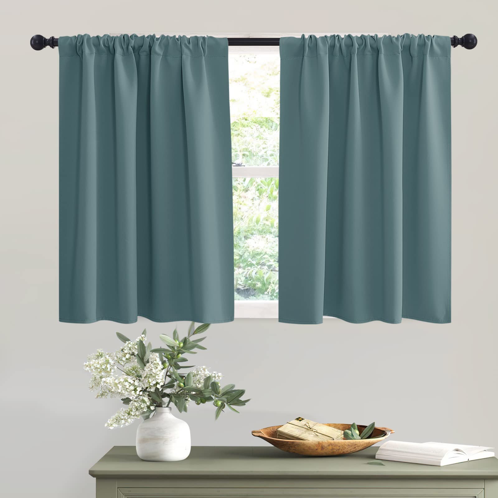 Bathroom Curtains Room Darkening Privacy Small Window Curtains for Bedroom Kitchen Basement RV Camper (2 Count)