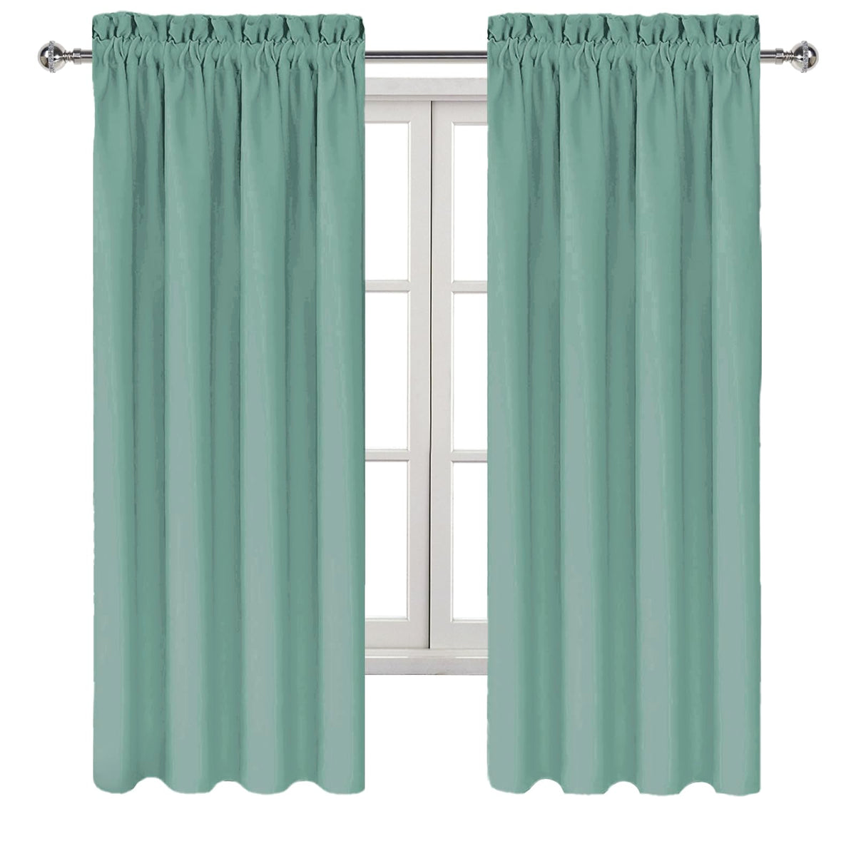 Blackout Curtains for Bedroom 38 x 63 Inch Long Sage Green 2 Panels (2 Count)