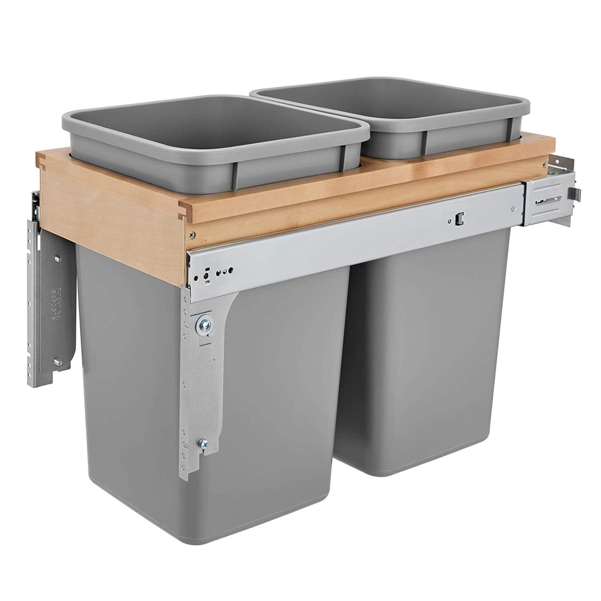 27 Qt Top Mount Double Pullout Under Cabinet Kitchen Trash Cans w
