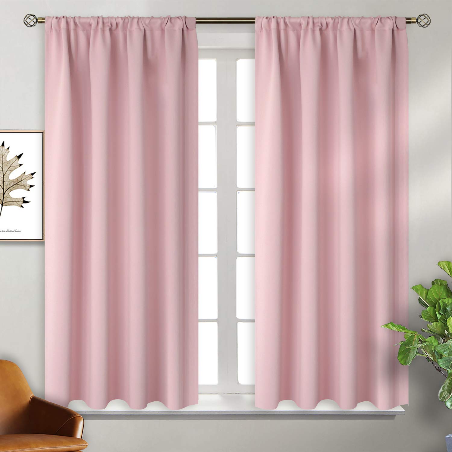 Baby Pink Room Darkening Curtains for Short Window