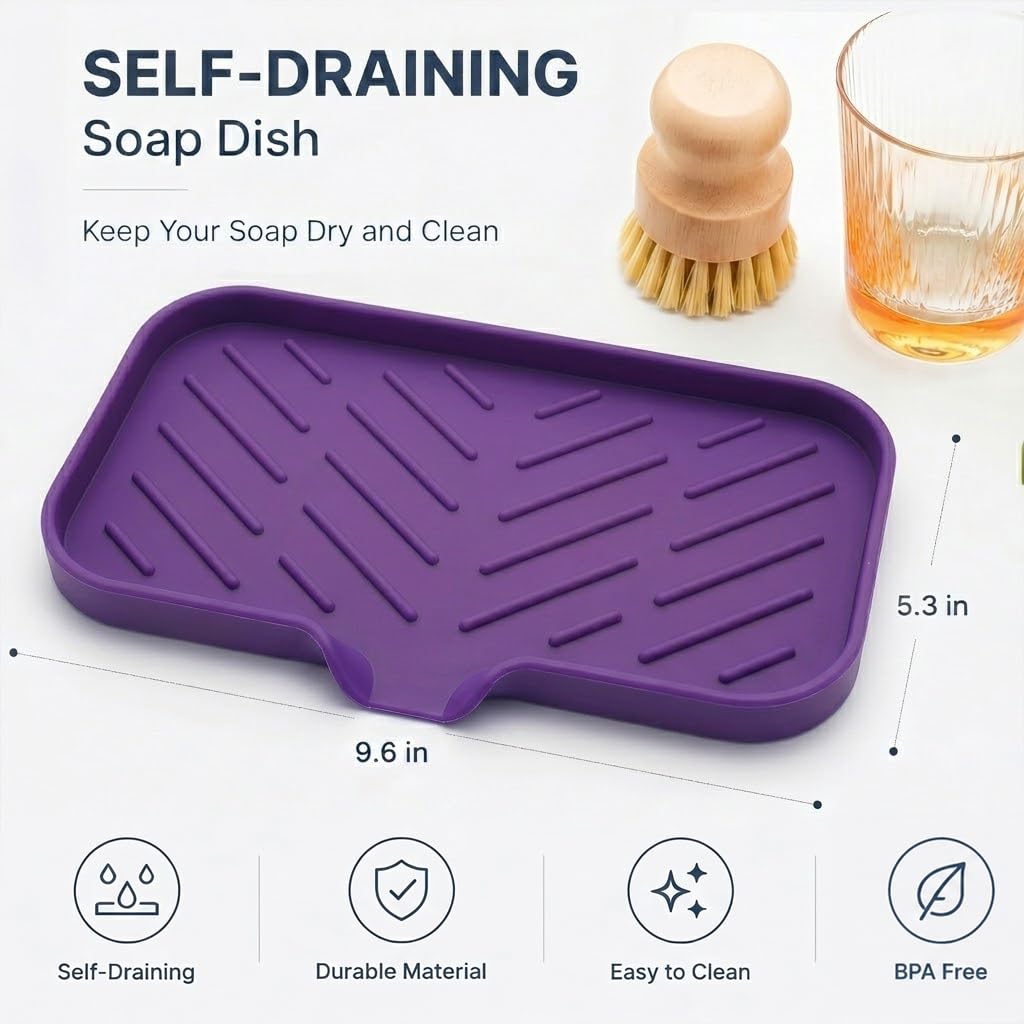 Silicone Soap Dish with Drain Spout