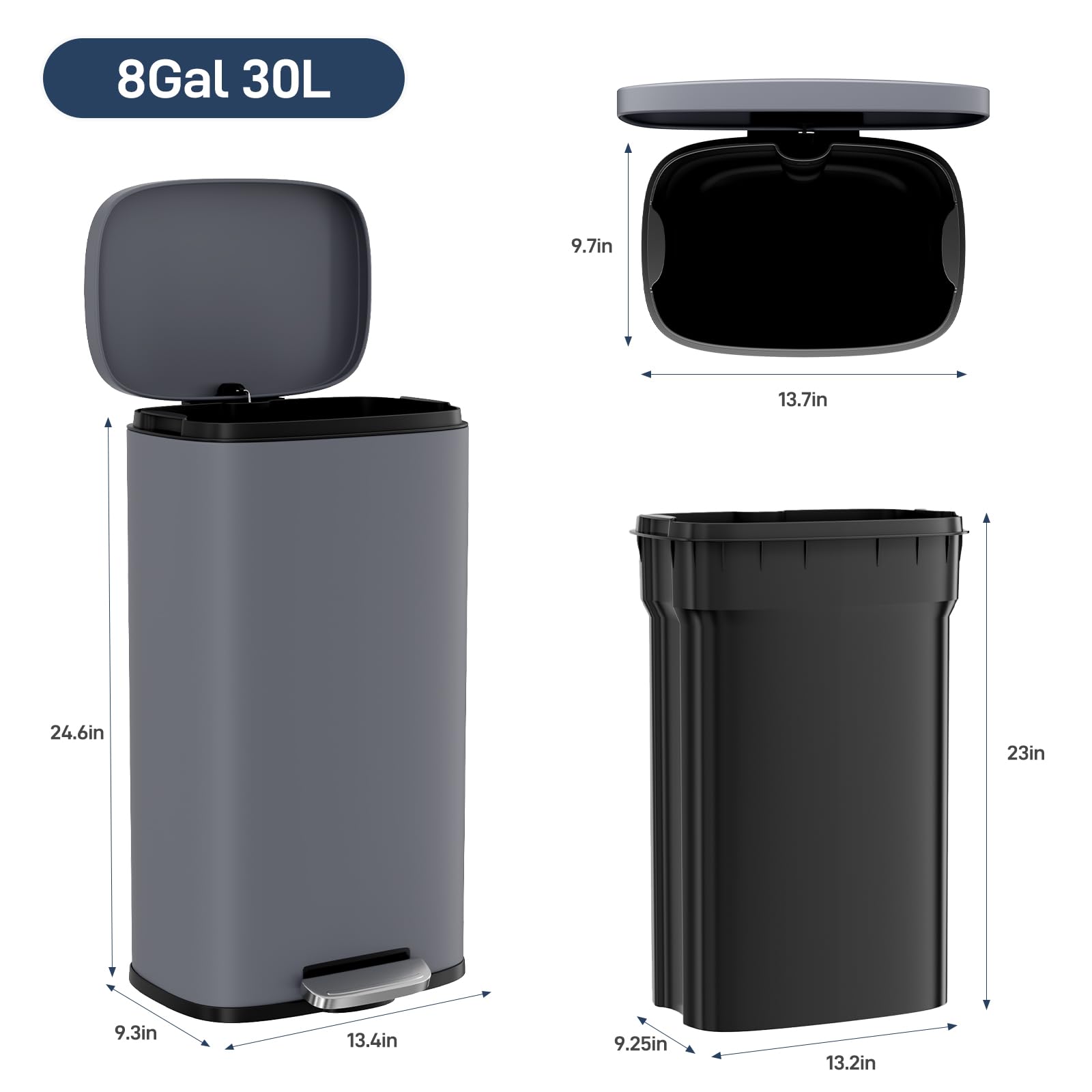 8 Gallon Step Kitchen Trash Can