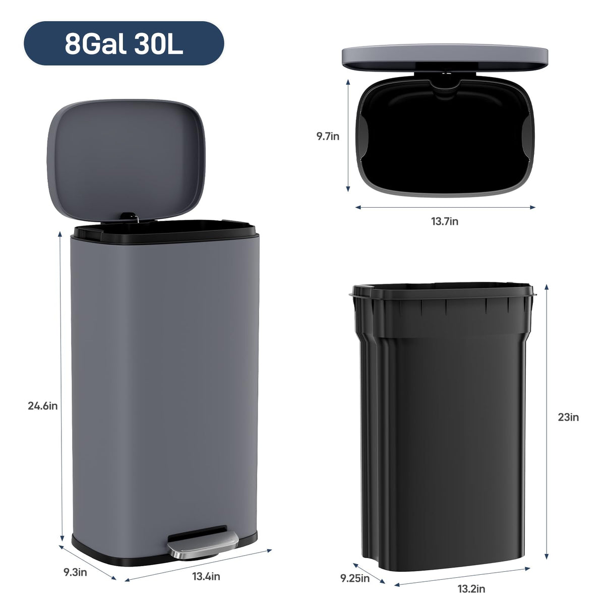8 Gallon Step Kitchen Trash Can