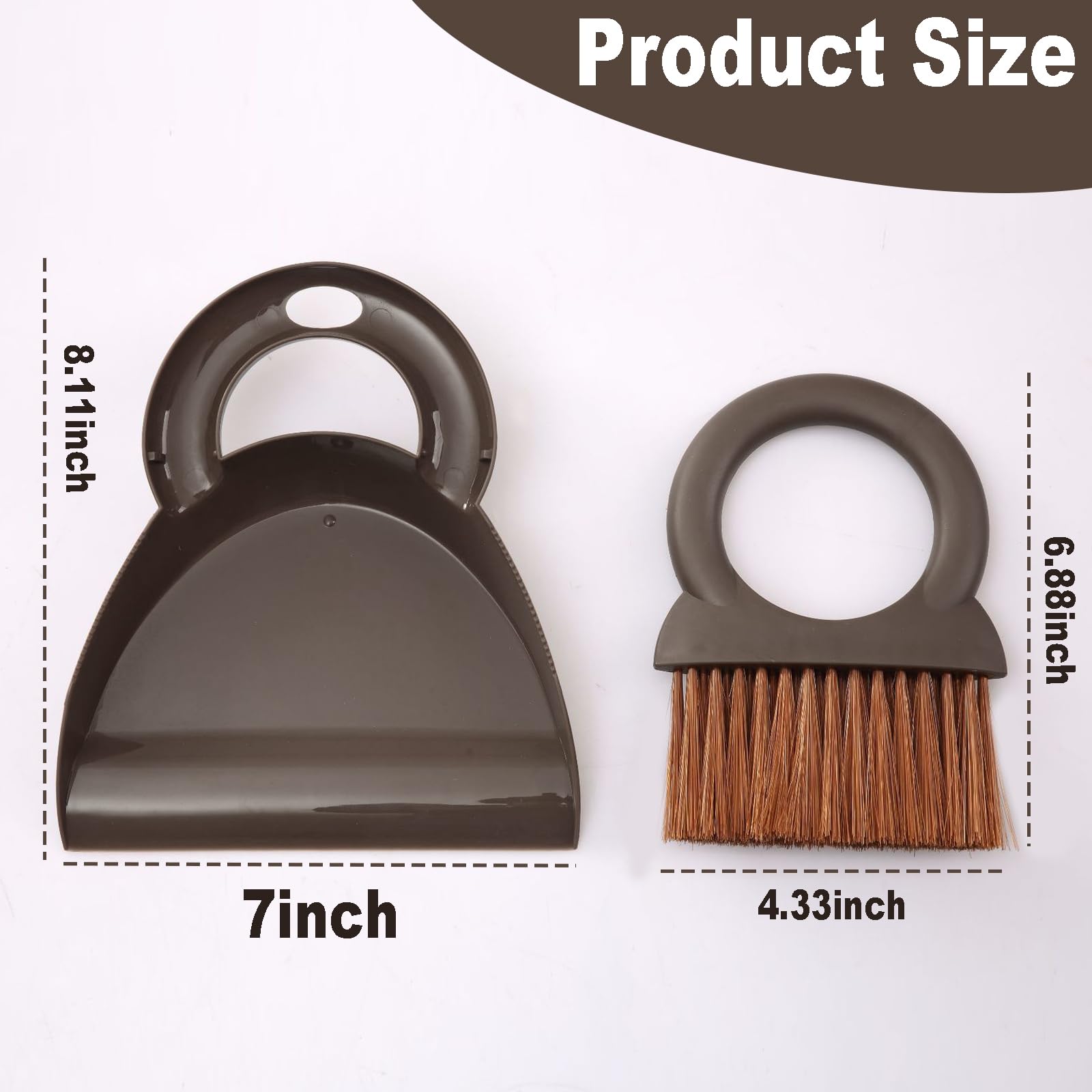 Round Handle Brush and Dustpan Set Small Broom & Dustpan Portable Handheld Sweeper for Desktop Sofa Floor Pet Nest