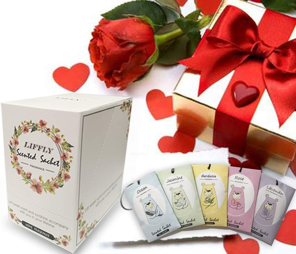 14 Packs Vanilla Scented Sachets for Drawers and Closets Gift Box (14 Count)