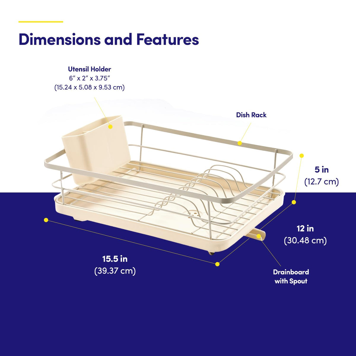 Dish Drying Rack 3 Piece Dish Drainer with Drainboard Set for Kitchen Counter