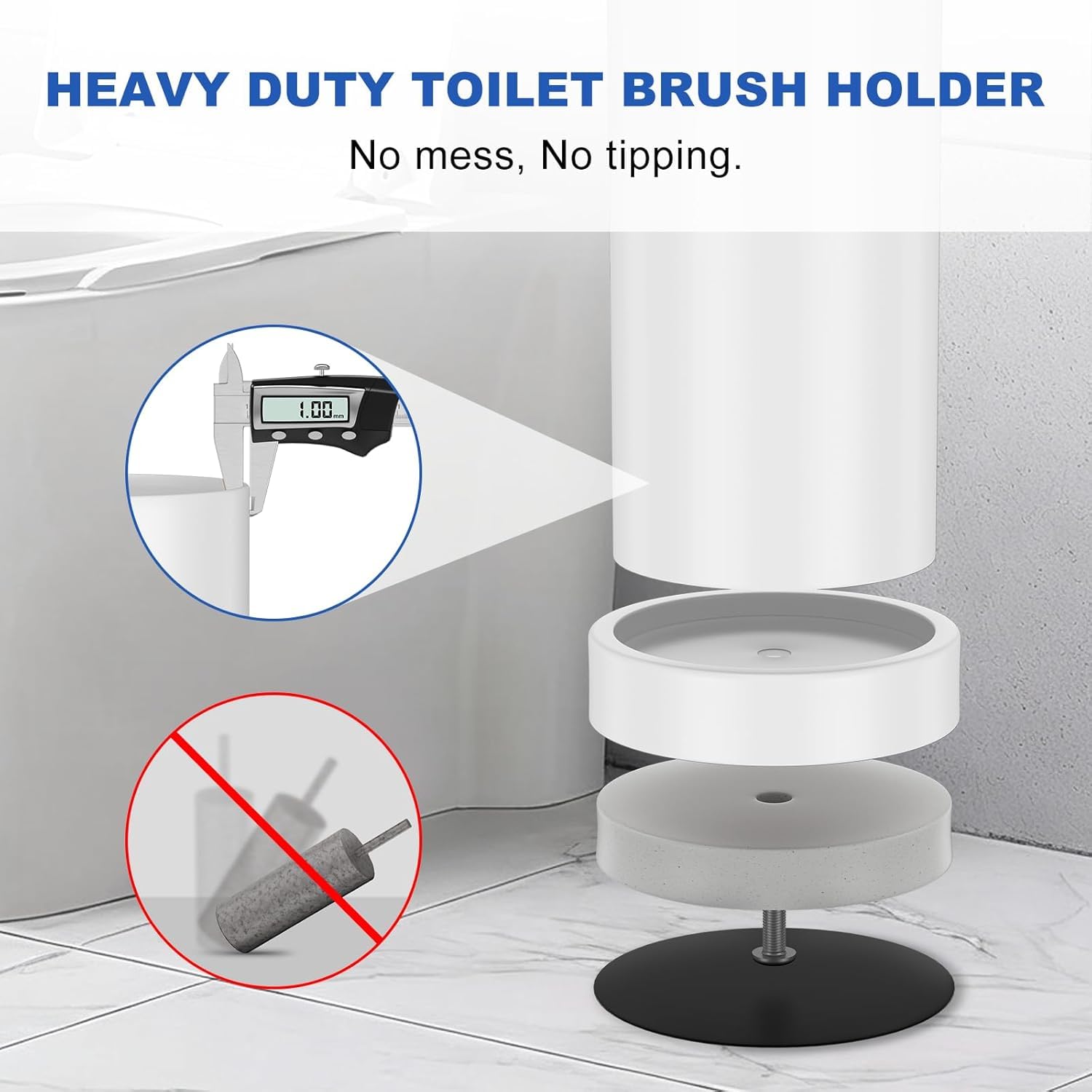 304 Stainless Steel Toilet Brush and Holder Set
