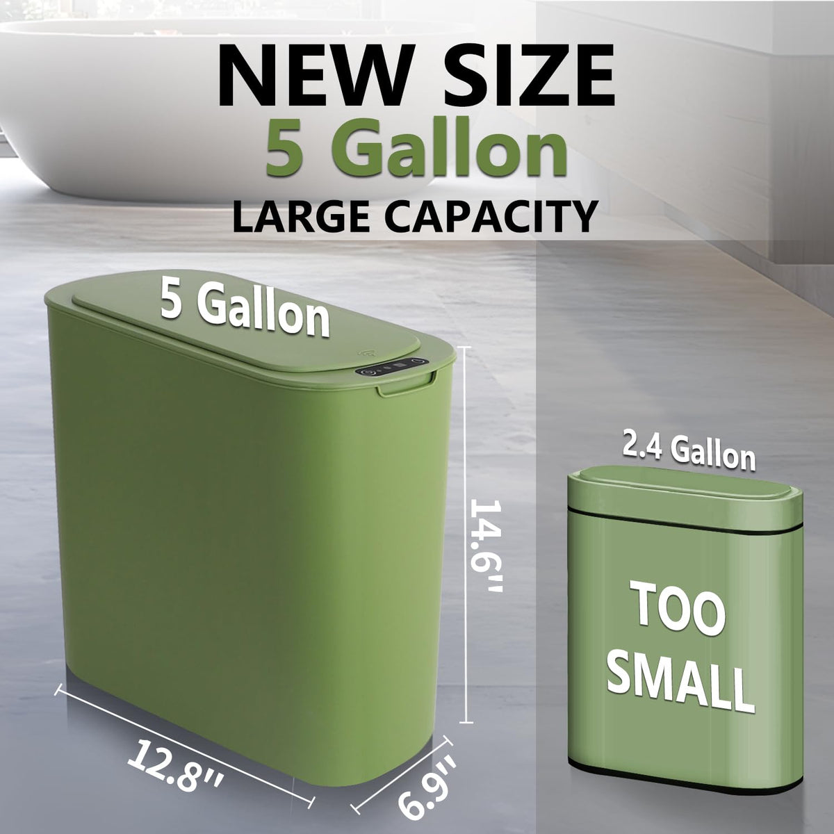 5 Gallon Automatic Bathroom Trash Can with Lid