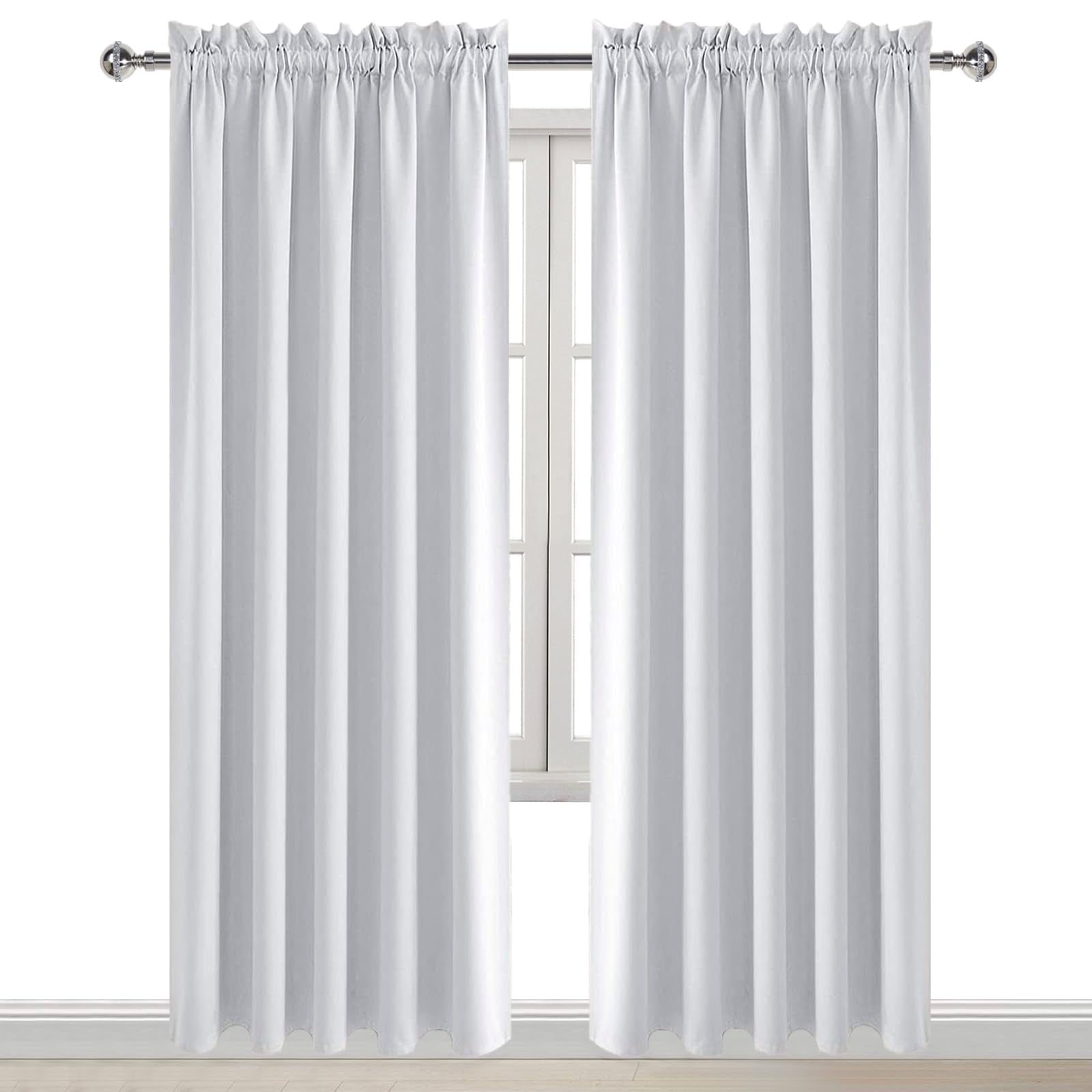 White Room Darkening Curtains for Bedroom (2 Count)