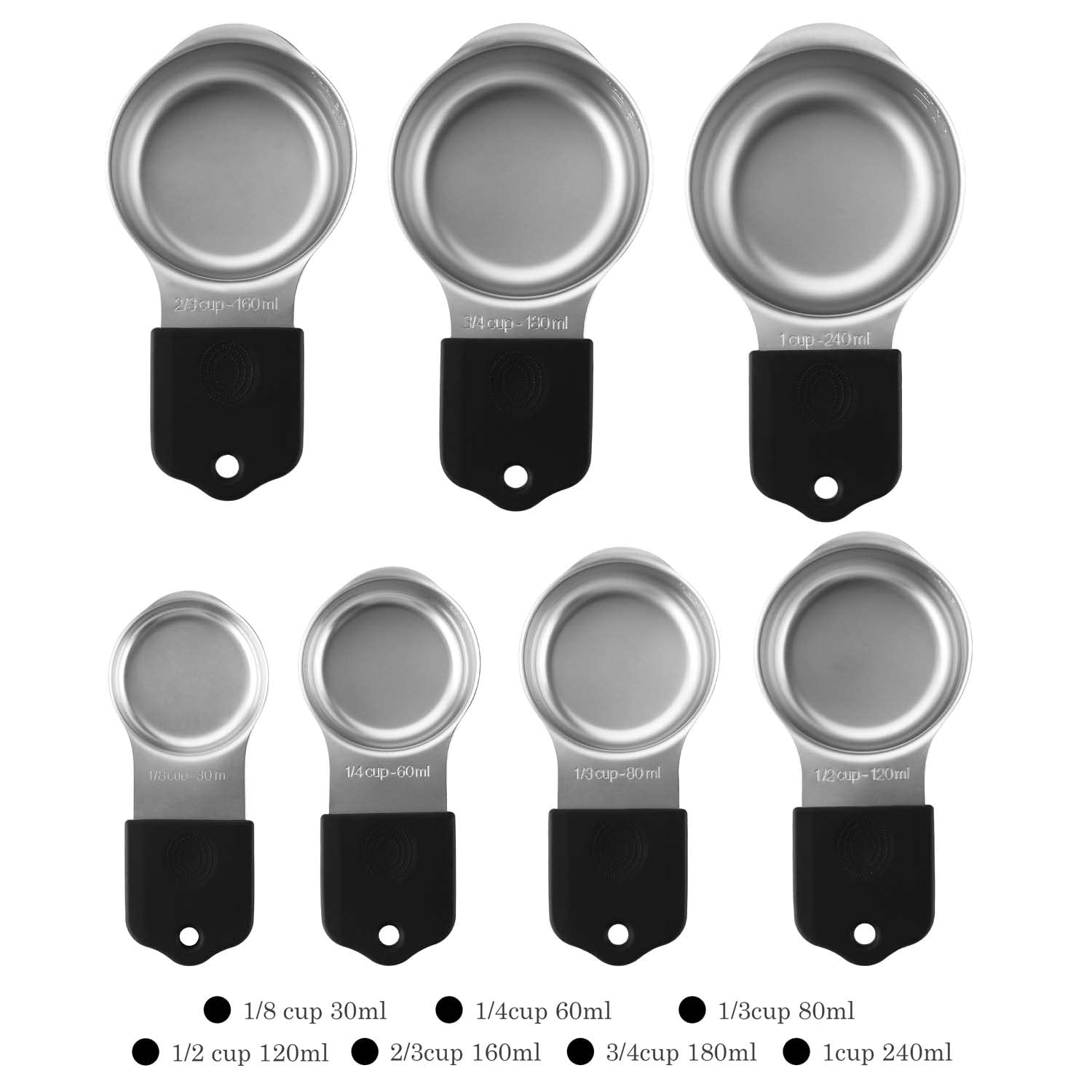 Magnetic Measuring Cups Set of 7 Stainless Steel Magnetic Measuring Cups