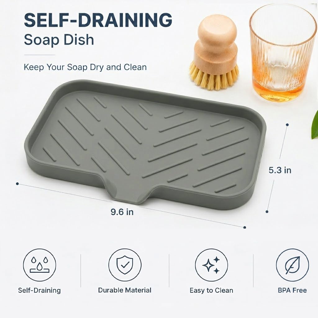 Silicone Soap Dish with Drain Spout