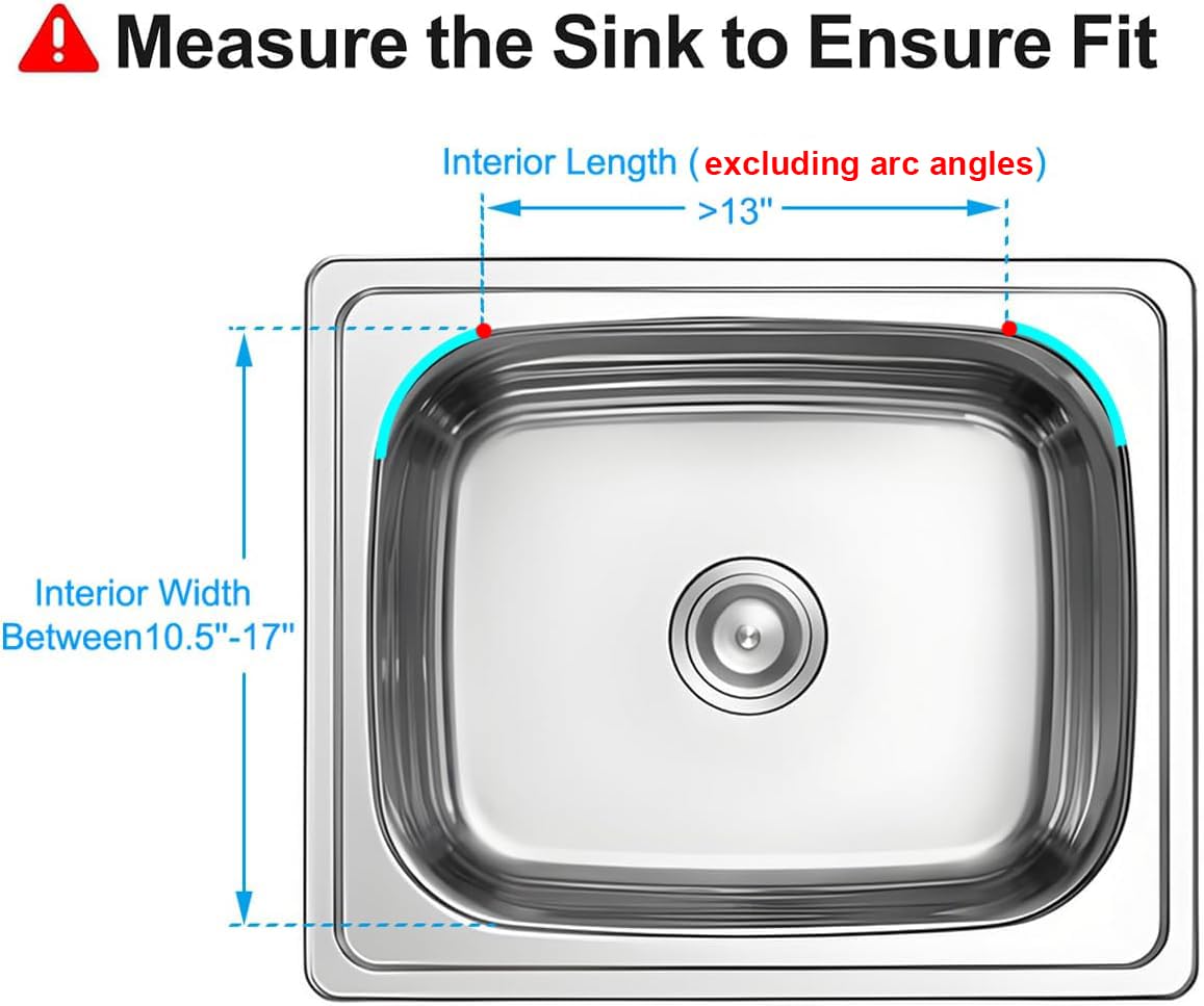 Capacity Expandable Over Sink Dish Drying Rack Stainless Steel