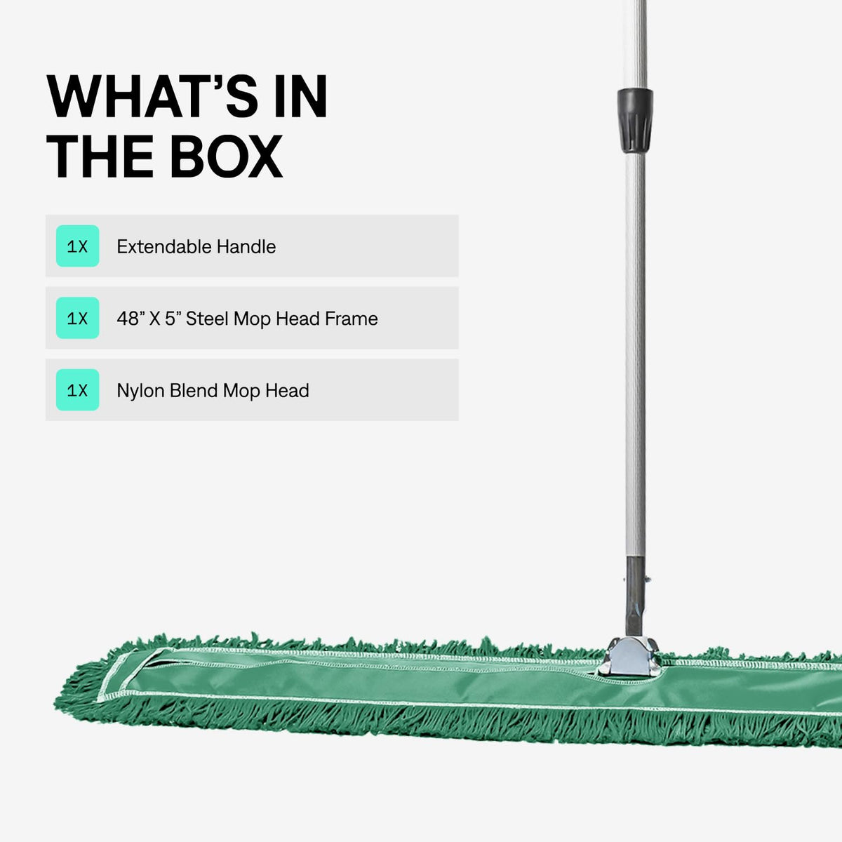 48 Inch Green Commercial Dust Mop & Floor Sweeper with Extendable Handle