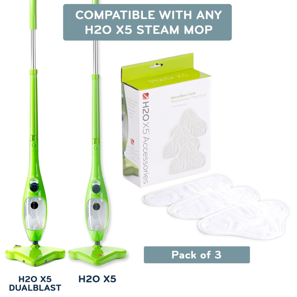 X5 5-in-1 Multi-Purpose Steam Mop, Handheld Steam Cleaner, Adjustable Height, Removable Tank, Large Capacity, Rapid Heat Up, Steam Control, Lightweight, High Pressure with additional 3pk pads