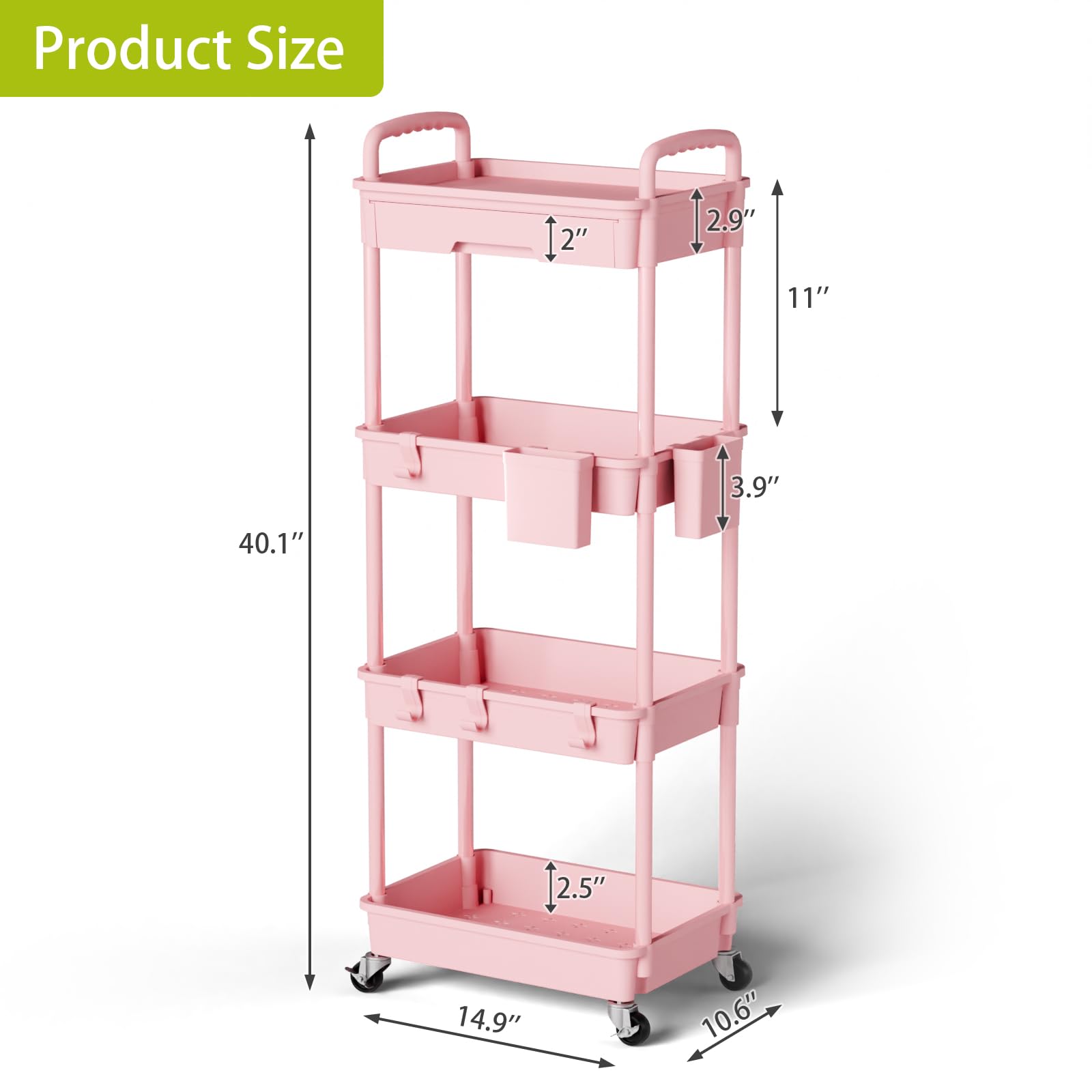 4 Tier Rolling Cart Organizer
