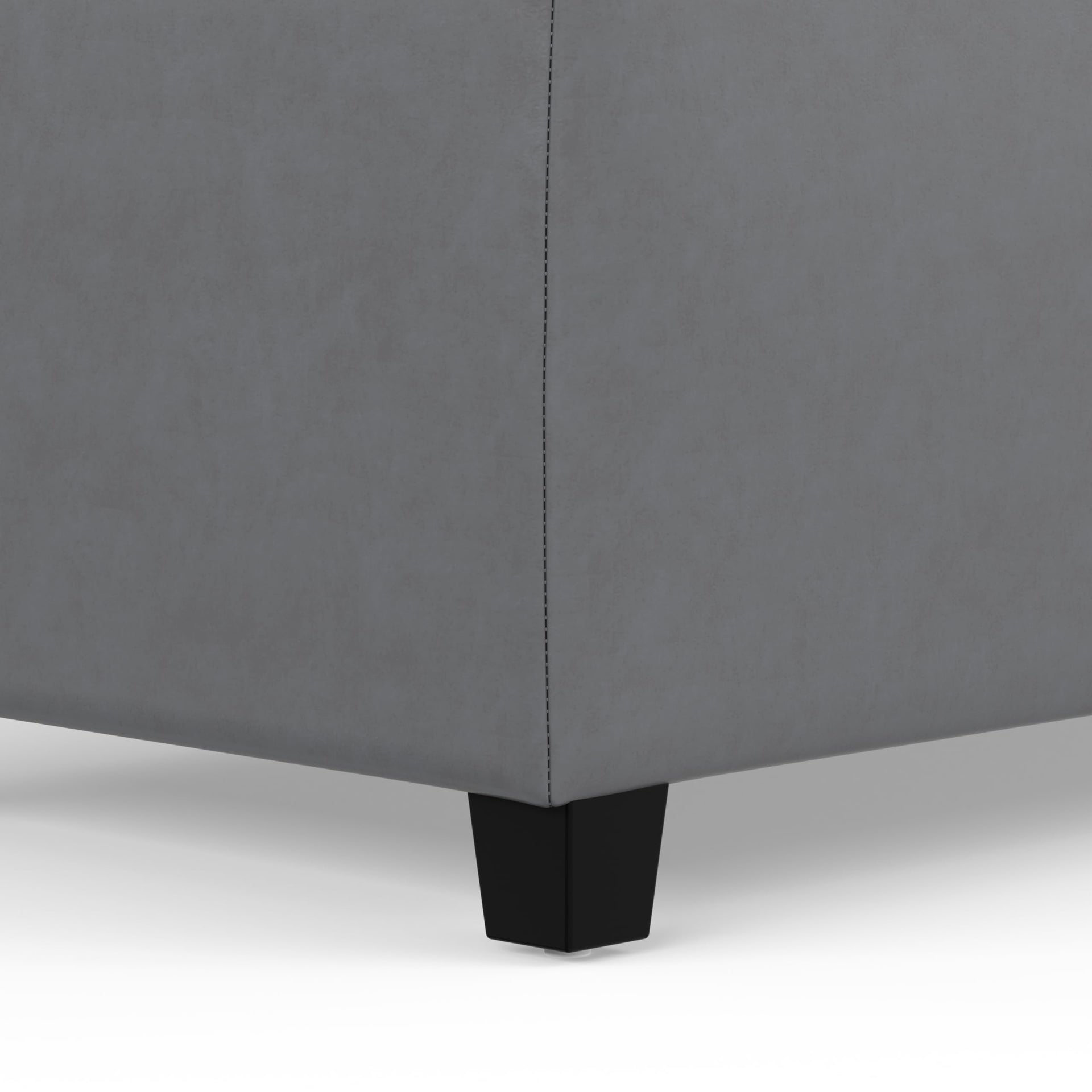 Avalon 48" Wide Vegan Leather Storage Ottoman in Stone Grey