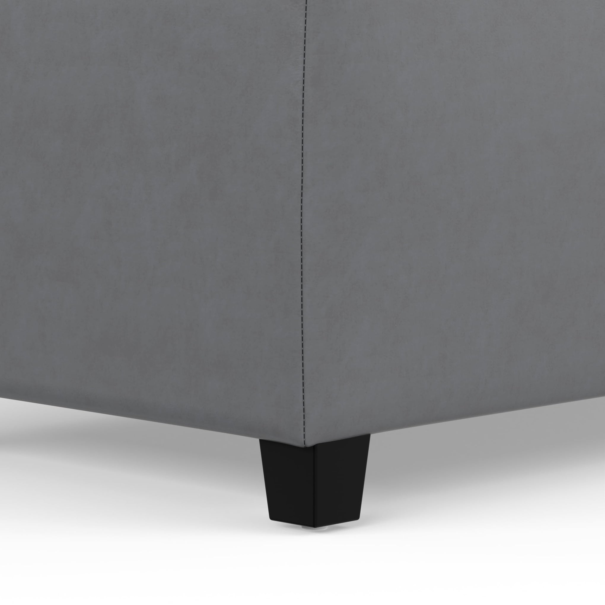 Avalon 48" Wide Vegan Leather Storage Ottoman in Stone Grey