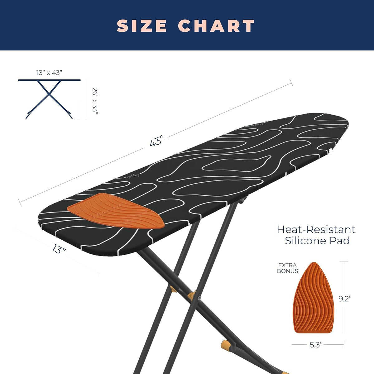 Ironing Board Compact Space Saver with Extra Thick 4 Layers Heat Resistant Cover