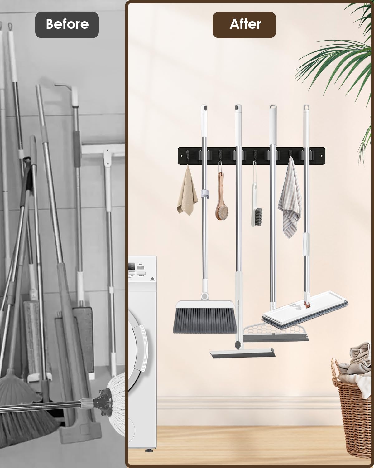 Black Broom Holder Wall Mount
